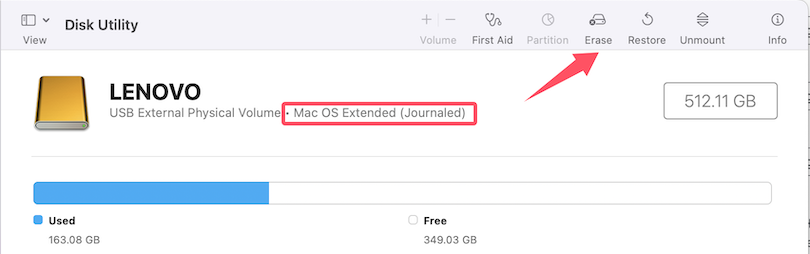 erase external drive mac