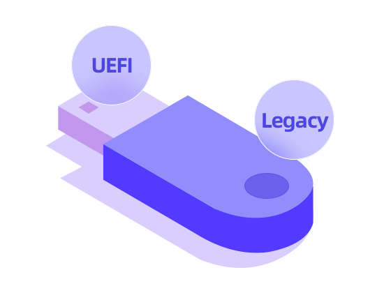 UEFIとLegacy BIOSの両方で動作するUSBドライブを作成