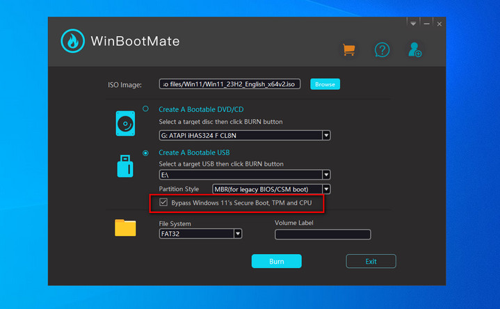 WinBootMate Bypass Windows 11 Check